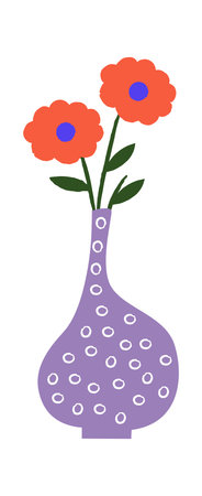 Flower Vase With Blooms Modernのイラスト素材