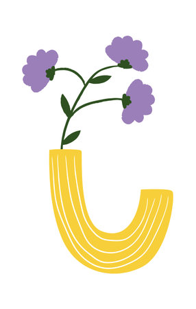 Letter U With Flower Bouquet Hand Drawnのイラスト素材