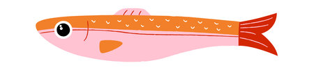 Sardines Sea Fish Hand Drawnのイラスト素材
