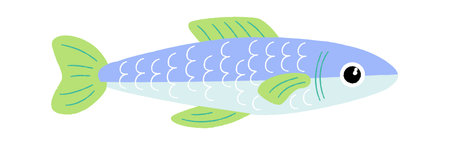 Hand Drawn Sardines Crayon Fishのイラスト素材