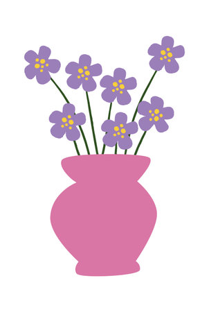 Flower Vase Arrangement Hand Drawnのイラスト素材