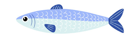 Hand Drawn Sardine Naive Crayon Fishのイラスト素材