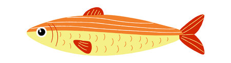 Hand Drawn Sardine Naive Crayon Fishのイラスト素材
