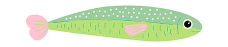 Hand Drawn Sardine Naive Crayon Fishのイラスト素材