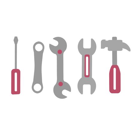 Tool kit for car on white background. Vector illustration.のイラスト素材