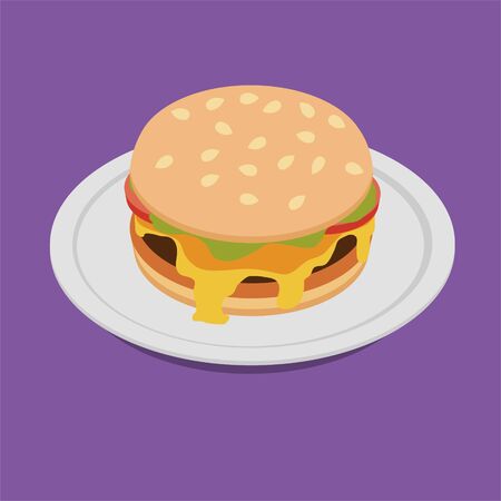 Burger, hotdog, sandwish. Fast food. Vector illustration.のイラスト素材