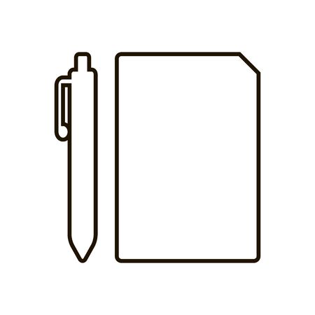 Pen and paper with inscriptions Icon on white background. Trendy flat style for graphic design, web-site.のイラスト素材