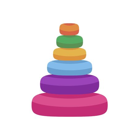 Children toy pyramid on white background. A logical lesson for a newborn.のイラスト素材