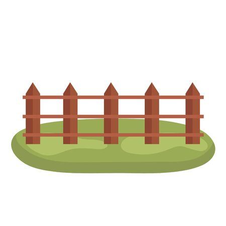 Brown wooden fence on white background.のイラスト素材