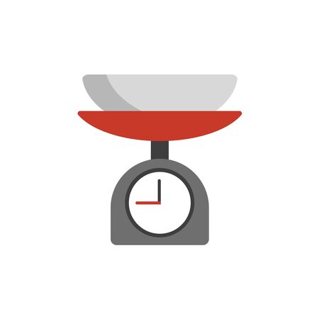 Kitchen scale for products on white background. Vector illustration in trendy flat style. EPS 10.のイラスト素材