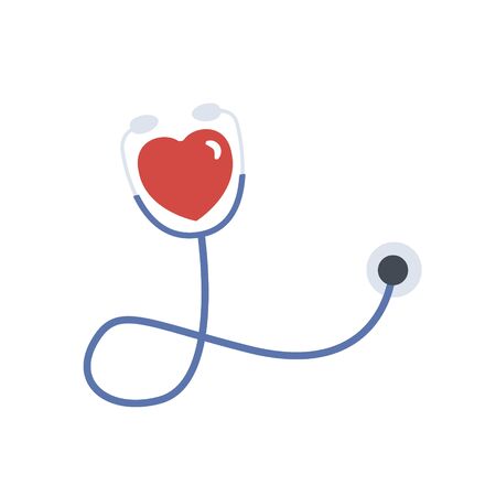 Stethoscope with heart shape on white background. Vector illustration in trendy flat style.のイラスト素材