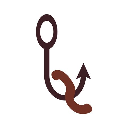 Worm on the hook on white background. Vector illustration in trendy flat style.のイラスト素材