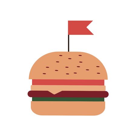 Double Cheeseburger Sandwich on white background. Street Fast Food.のイラスト素材