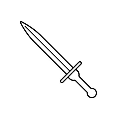 Sword icon on white background. A type of melee weapon with a direct blade, designed for chopping and piercing strikes. EPS 10.のイラスト素材