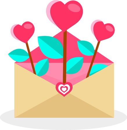 Valentines Envelope with Hearts. Vector Illustration. Letter for Mothers and Womens Day Greetings.のイラスト素材