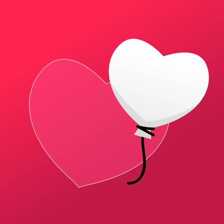 Valentines day background with white Balloons Heart and simple pink heart . Vector illustration. EPS 10 のイラスト素材