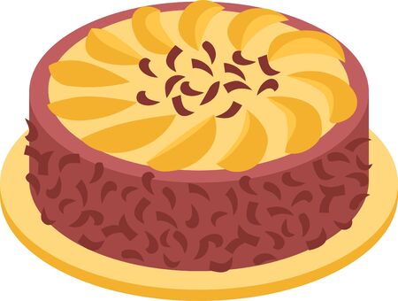 Chocolate cake isometric object. Isolated vector illustration.のイラスト素材