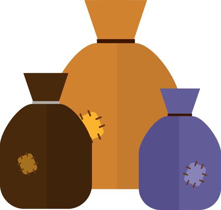 Three sacks. Vector illustration. Canvas sacks. EPS 10のイラスト素材
