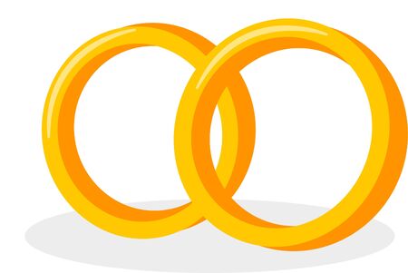 Vector gold wedding rings isolated on white background.のイラスト素材