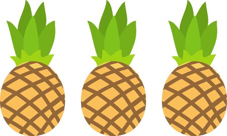 Summer fruits for healthy lifestyle. Pineapple fruit. Vector illustration cartoon flat icon isolated on white.のイラスト素材
