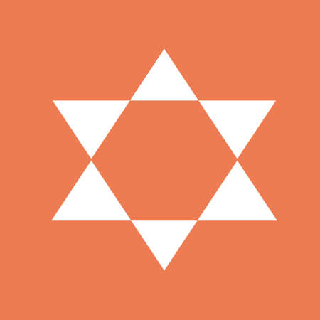 Star david icon. For websites and apps. Image on red background. Flat line vector illustration.のイラスト素材