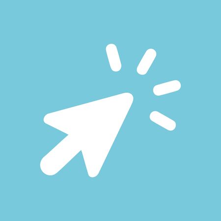 Click icon. For websites and apps. Image on blue background. Flat line vector illustration.のイラスト素材