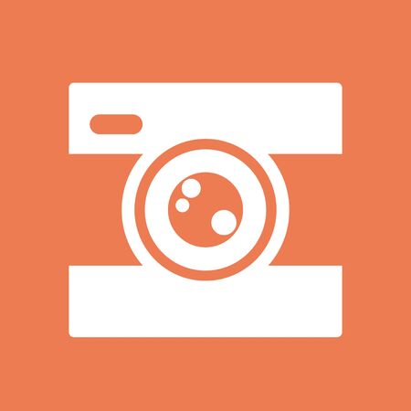 Camera icon. For websites and apps. Image on red background. Flat line vector illustration.のイラスト素材
