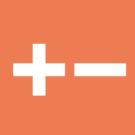 Plus and minus icon. For websites and apps. Image on red background. Flat line vector illustration. EPS 10のイラスト素材