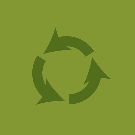 Recycled cycle arrows icon. Recycled eco icon. Vector illustration. Isolated on green background.のイラスト素材