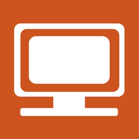 Monitor icon in trendy flat style isolated on red background. Vector illustration.