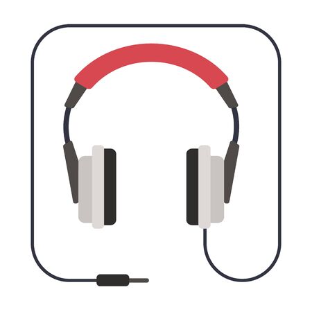 Headphone earphone on white background. Vector illustration in trendy flat styleのイラスト素材