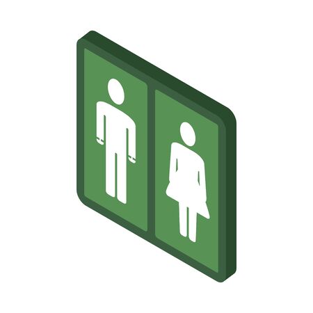 WC sign icon on white background. Toilet symbol. Vector illustration in trendy Isometric style..のイラスト素材