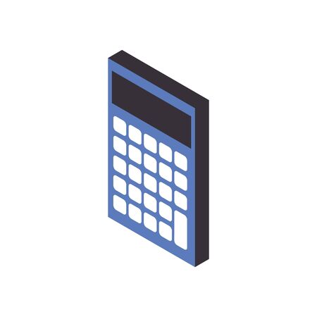 Blue Calculator on white background. Vector illustration in trendy Isometric style.のイラスト素材
