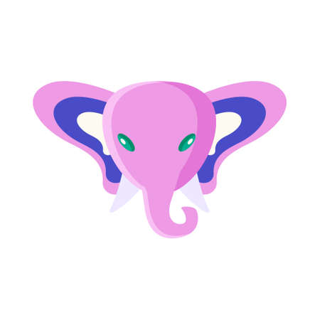 Elephant head for World elephant day. Vector illustration in trendy flat style.のイラスト素材