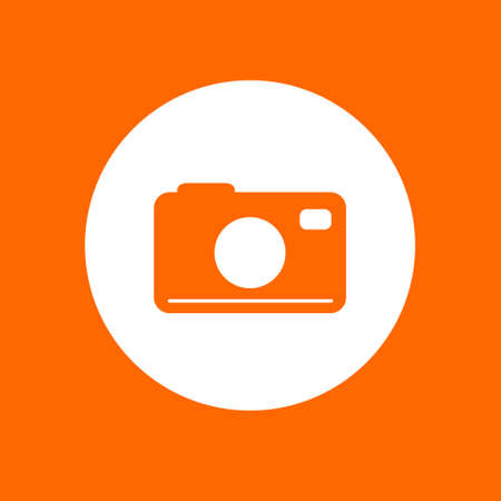 Photo camera sign. In white circle on a orange backgroundのイラスト素材