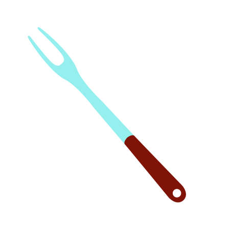 Steel barbecue fork with wooden handle. Vector illustrationのイラスト素材