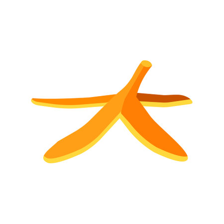 Banana peel on white background. Vector illustration in trendy flat style.のイラスト素材