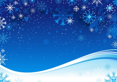Blue Christmas background with snowflakes and copy space.のイラスト素材