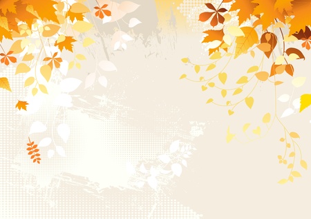 Falling autumn leaves background with copy space.のイラスト素材