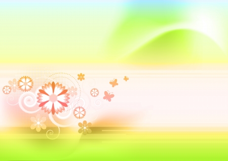 Beautiful floral background with butterfliesのイラスト素材