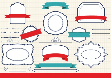 Set of retro ribbons and labels illustration のイラスト素材
