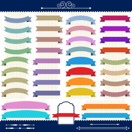 Set of colorful retro ribbons and labels illustration のイラスト素材
