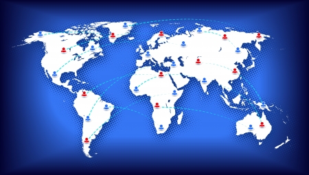 Abstract blue background and vector set of World map のイラスト素材