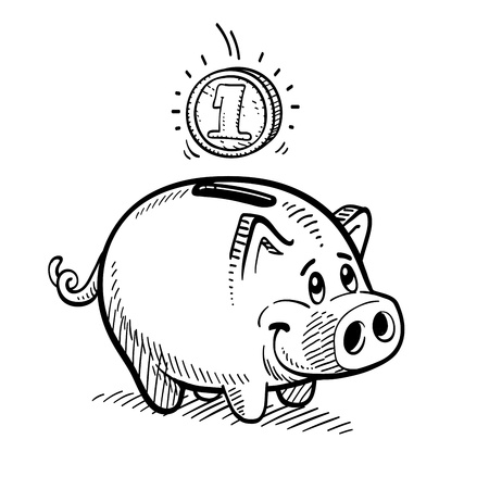 Piggy bank drawing.のイラスト素材