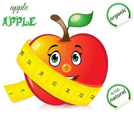 Red apple with measuring tapeのイラスト素材