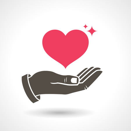 Hand Giving Love Symbol. Hand holding heart shape, vector icon.のイラスト素材