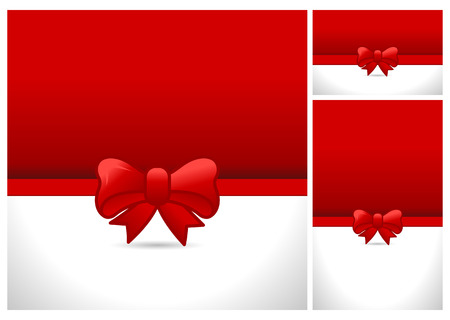 Decorative red ribbon and bow on a red background. All elements are on separate layers. Vector, illustration eps10 illustration, eps10.のイラスト素材