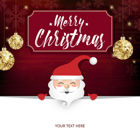 Elegant Christmas Background with Shining Gold Christmas Ball and Santa Clause. All elements are on separate layers. Vector, illustration, eps10のイラスト素材