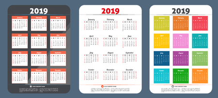 Calendar 2019 vector design. Sale banner template design. All elements are on separate layers. Vector, illustration, eps 10のイラスト素材