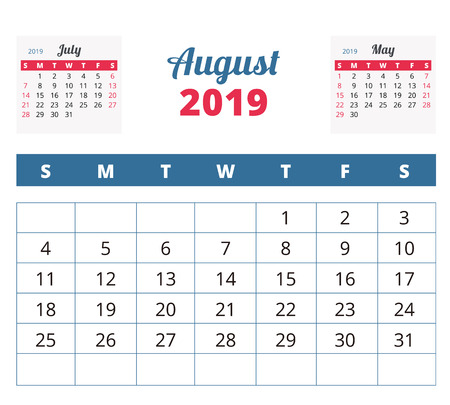 Monthly Calendar Design. Vector, illustration.のイラスト素材